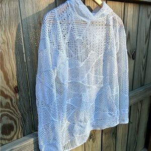 Alala Hoodie Pullover White Lace Boho Crochet New Sz. XS